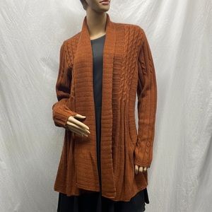 Briggs Women's Cognac Open Front Cardigan NWT